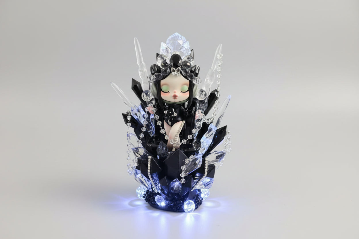 Lighted Skull Panda authentic doll - Black and crystal styled