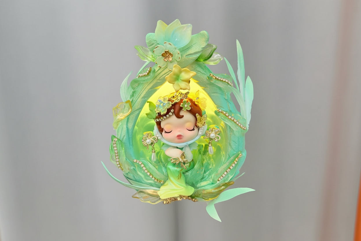 Jade Green and yellow Skull Panda customized doll