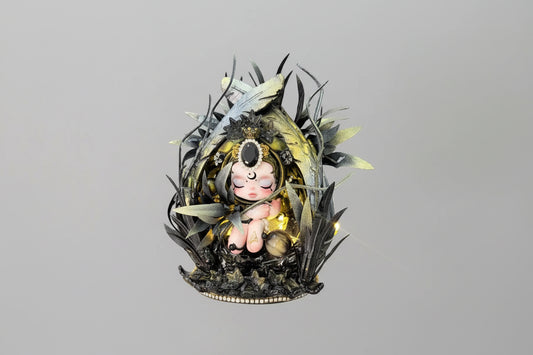 Black sliver and gold chrome painted customized SkullPanda doll