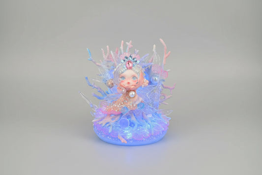 Light up lilac and blue customized Skull Panda doll