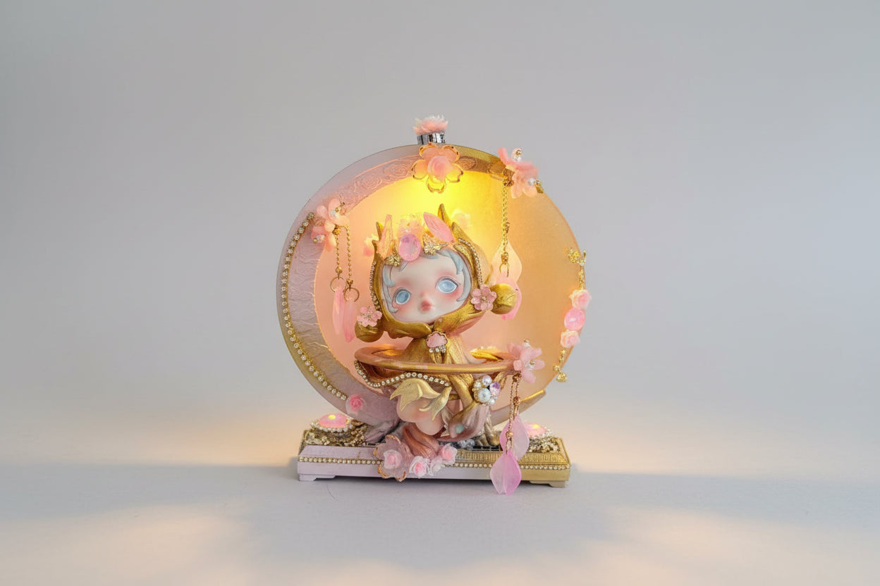 Pink moon themed customized SkullPanda doll