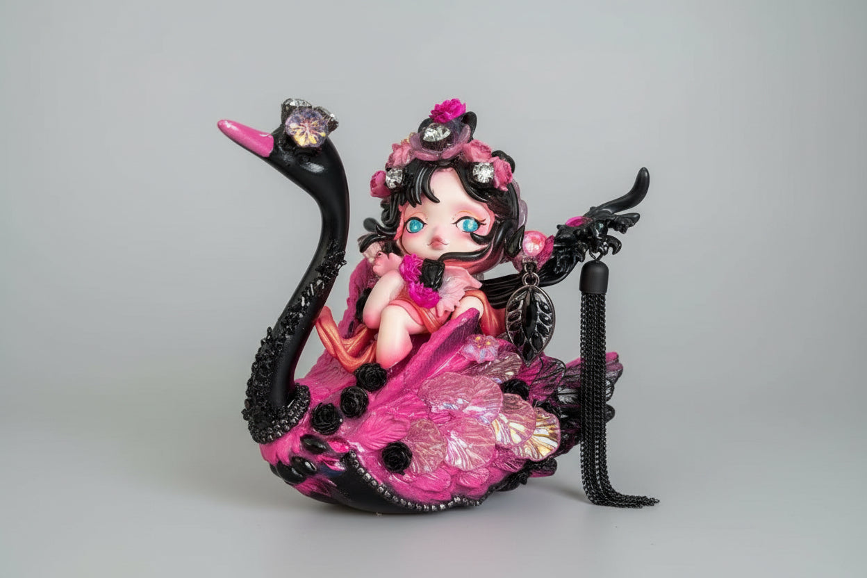 Black and pink swan design customized authentic doll